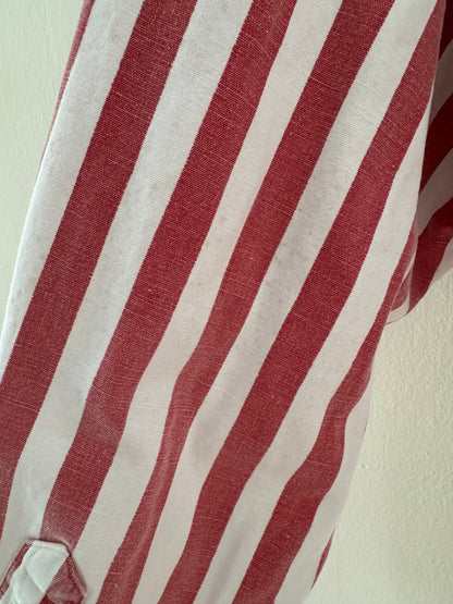 Vintage Ralph Lauren Stripe Button Down in Faded Red and White