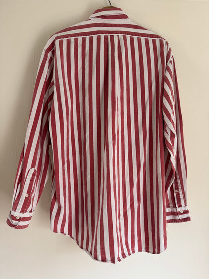 Vintage Ralph Lauren Stripe Button Down in Faded Red and White