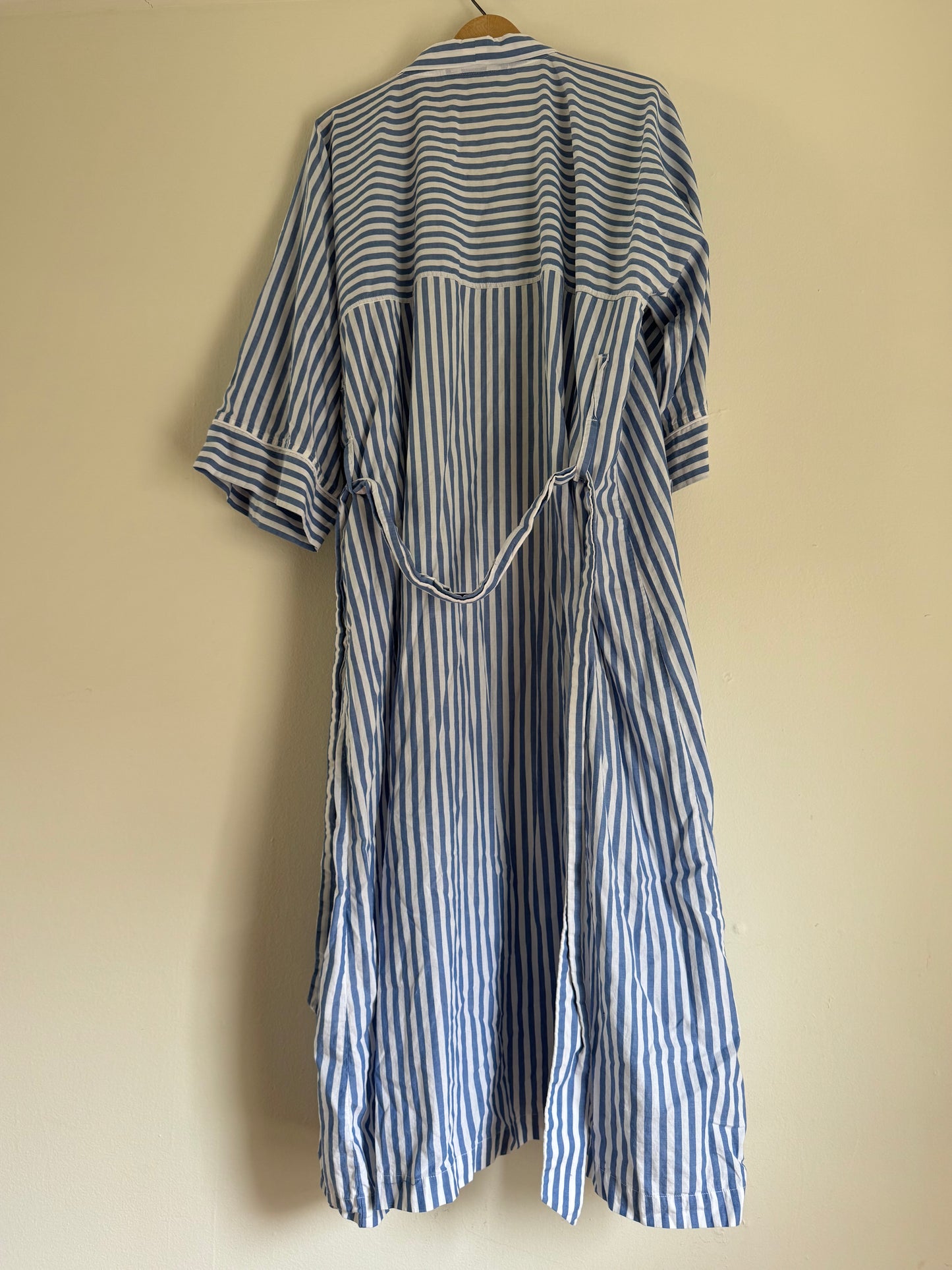 Christian Dior Stripe Cotton Robe in Blue & White