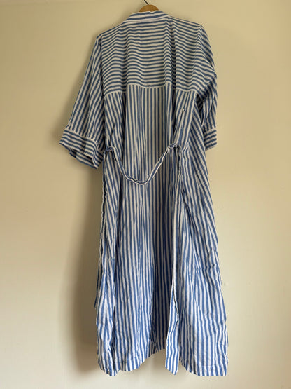 Christian Dior Stripe Cotton Robe in Blue & White