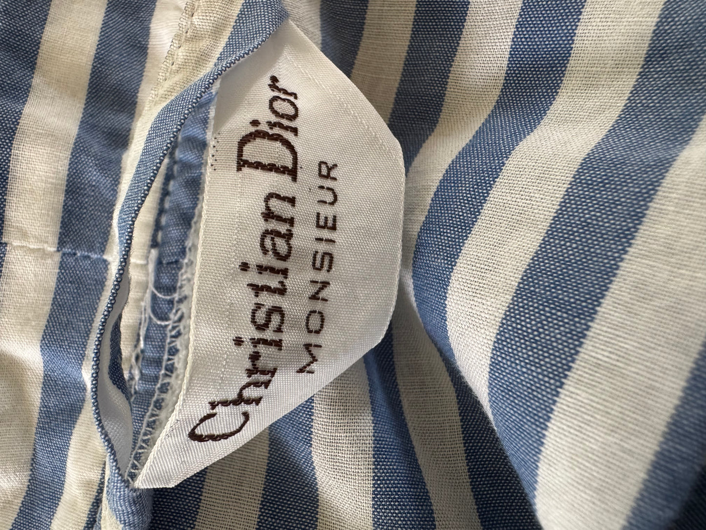 Christian Dior Stripe Cotton Robe in Blue & White