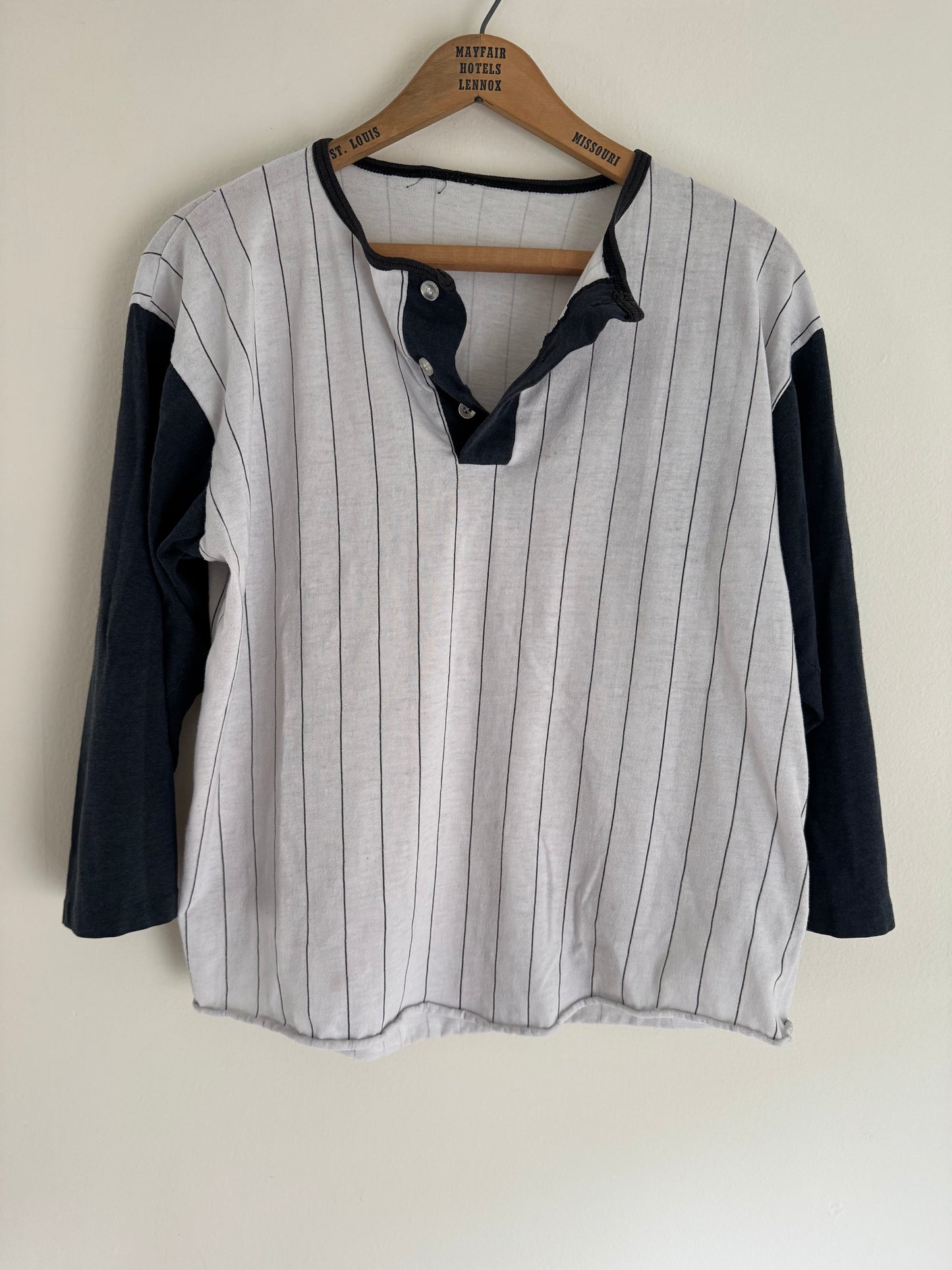 Vintage Baseball Tee in Black & White