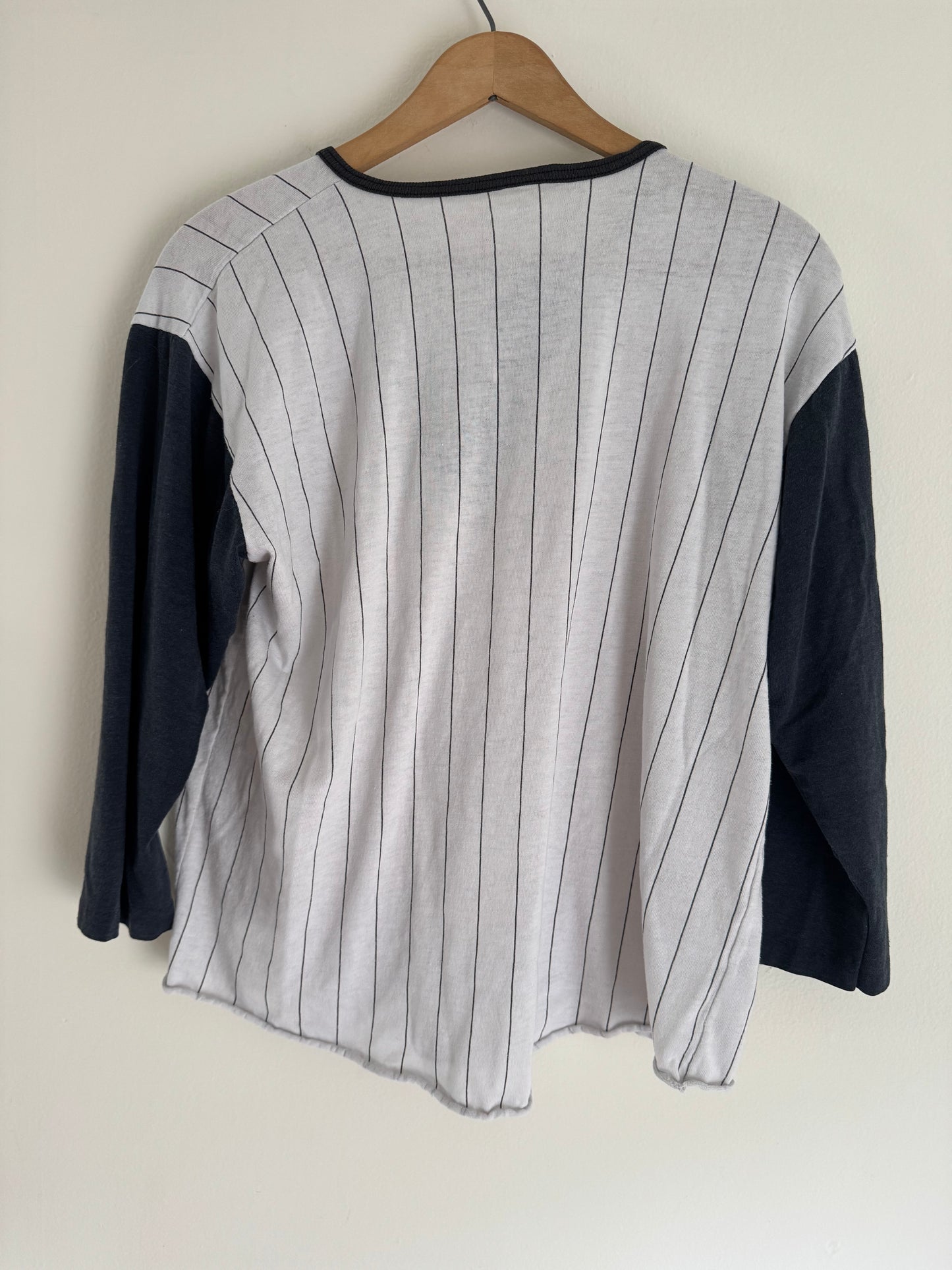 Vintage Baseball Tee in Black & White