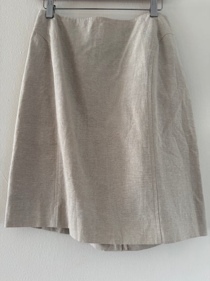 Adolfo Studio Linen/Cotton Mini Skirt in Sand
