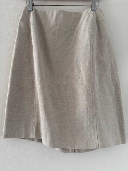 Adolfo Studio Linen/Cotton Mini Skirt in Sand