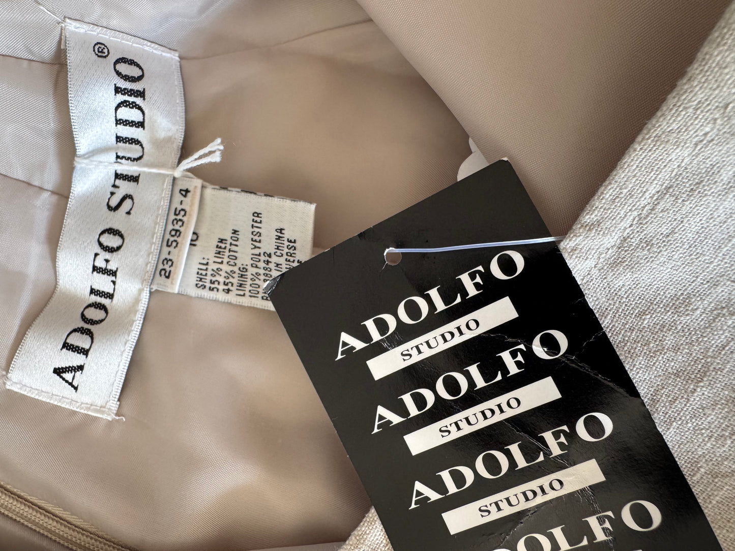 Adolfo Studio Linen/Cotton Mini Skirt in Sand