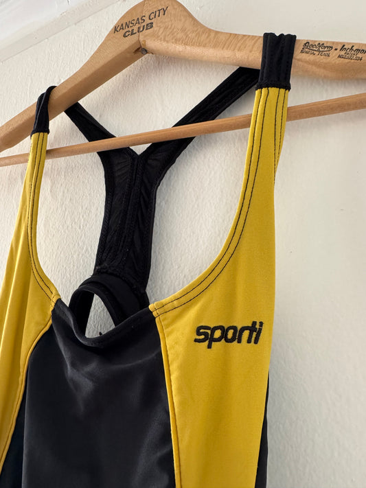 Sporti Racing Swimsuit in Black/Mustard