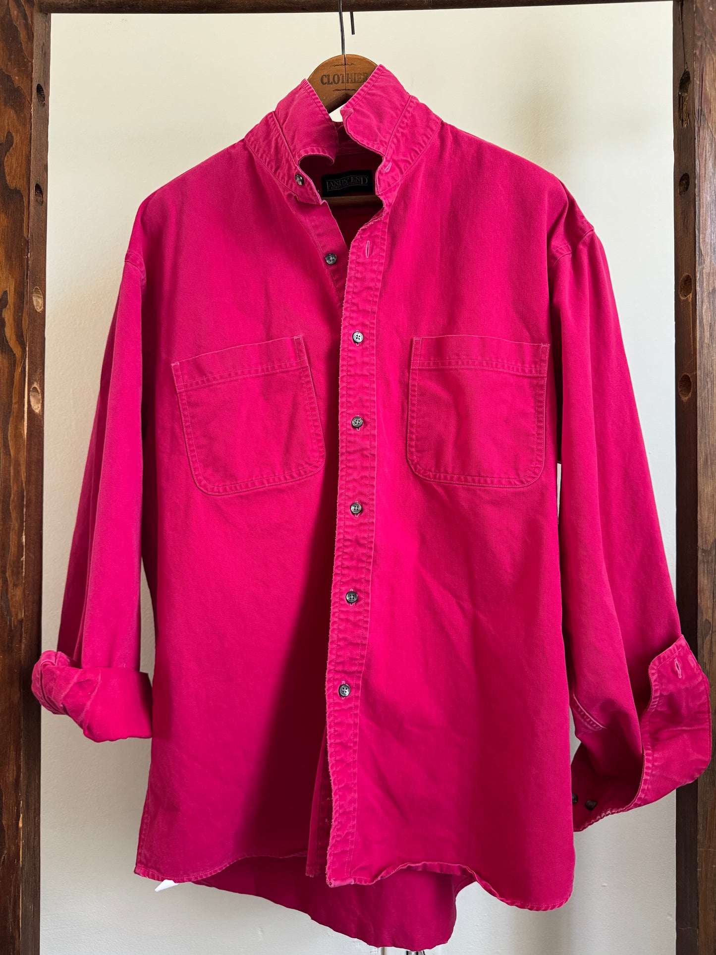 Vintage LandsEnd Cotton Button Down Shirt in Magenta