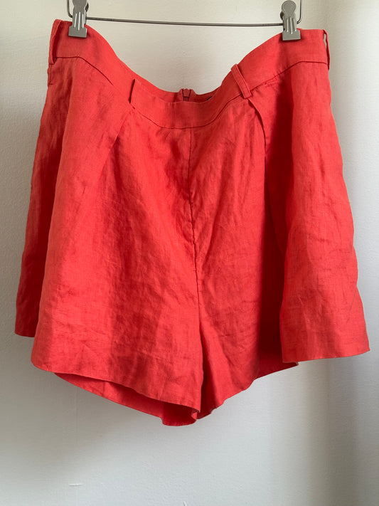 Reclaimed Banana Republic Linen Tap Shorts in Clementine