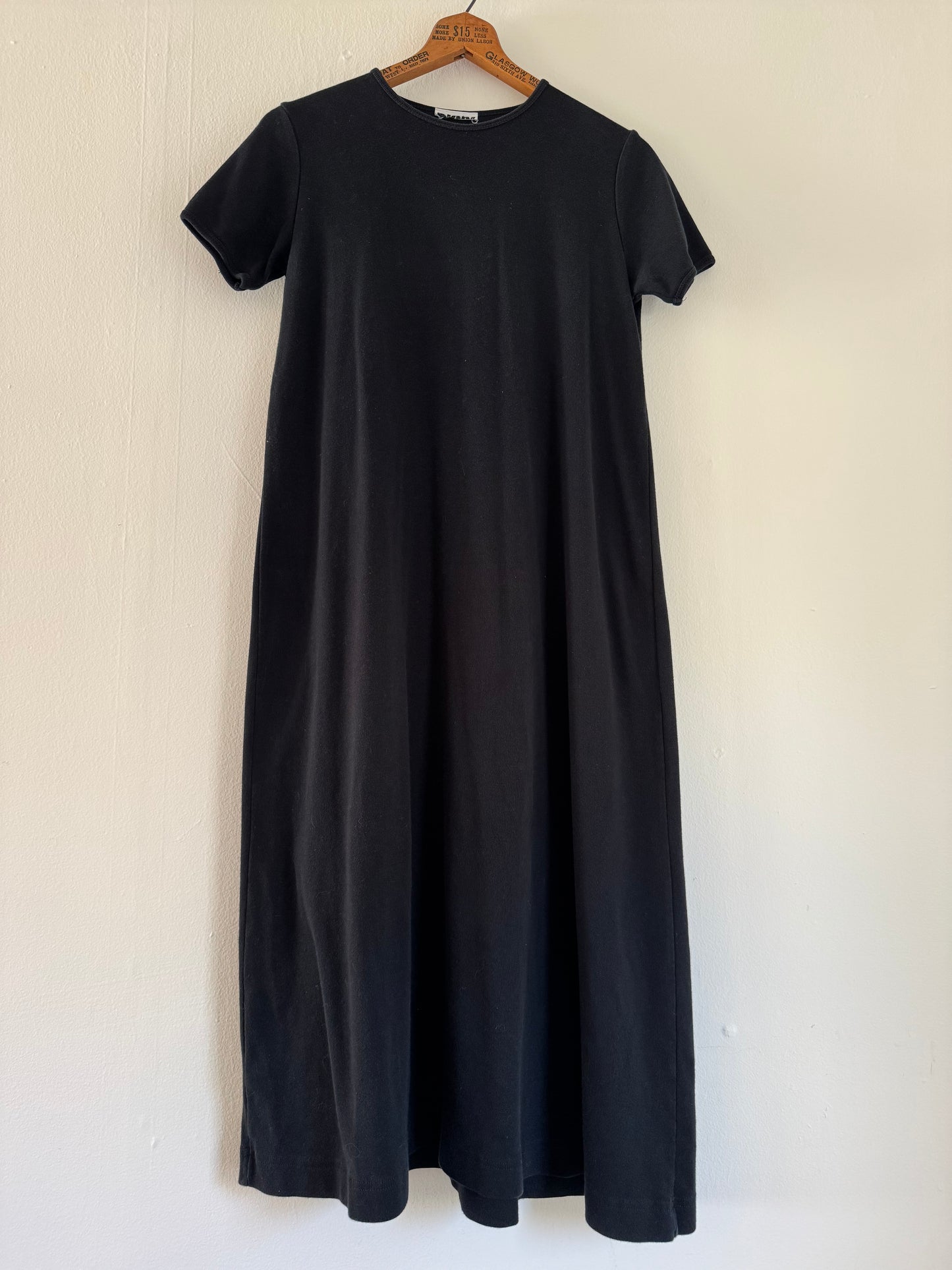 DKNY Short Sleeve Cotton Long Tee Dress in Black