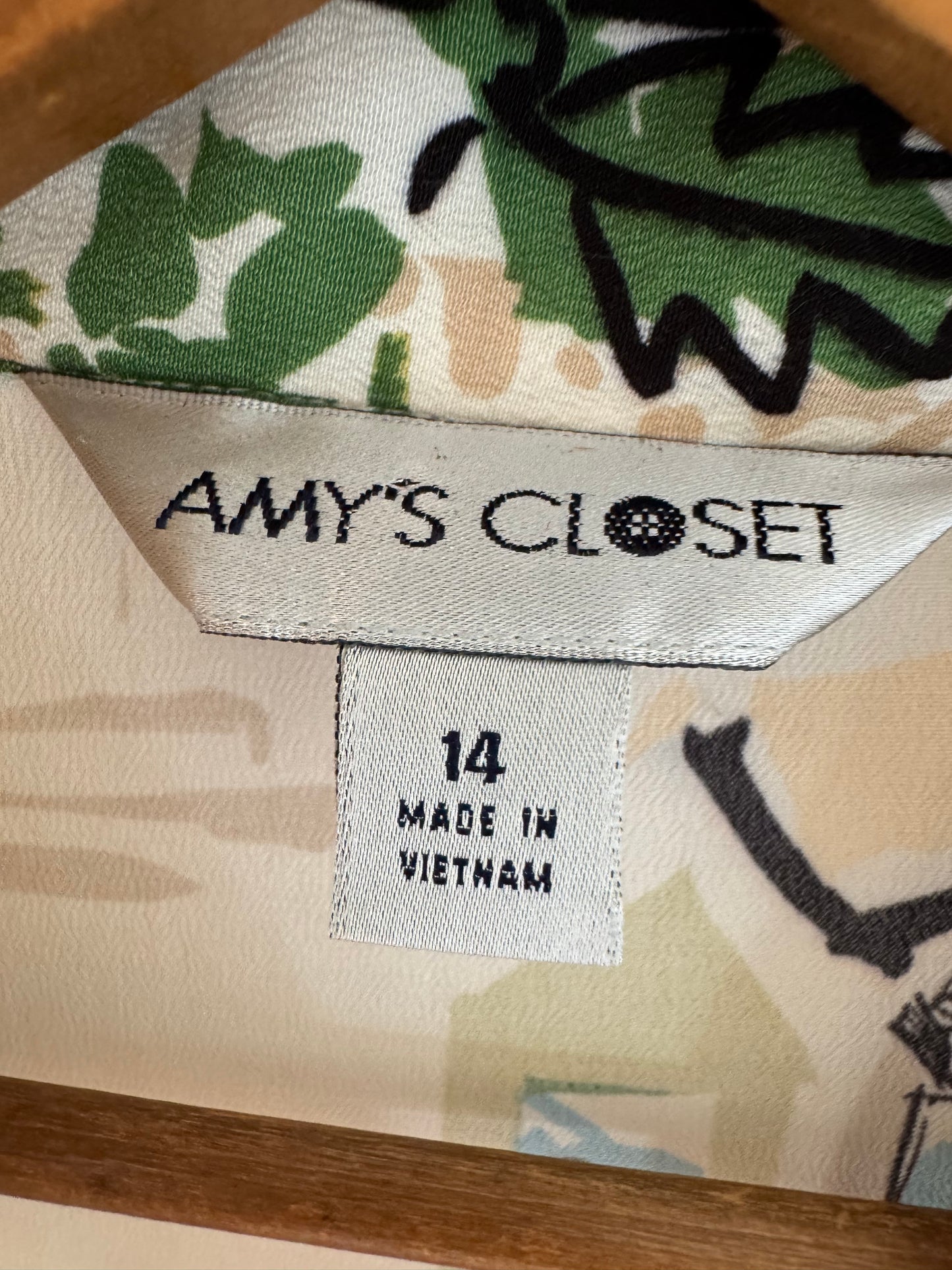 Amy's Closet Long Button Up Dress in Travel Print