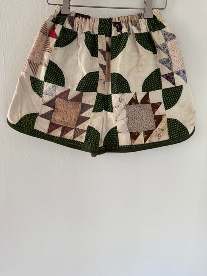 Jo & June One Of A Kind Quilt Shorts in Green Combo