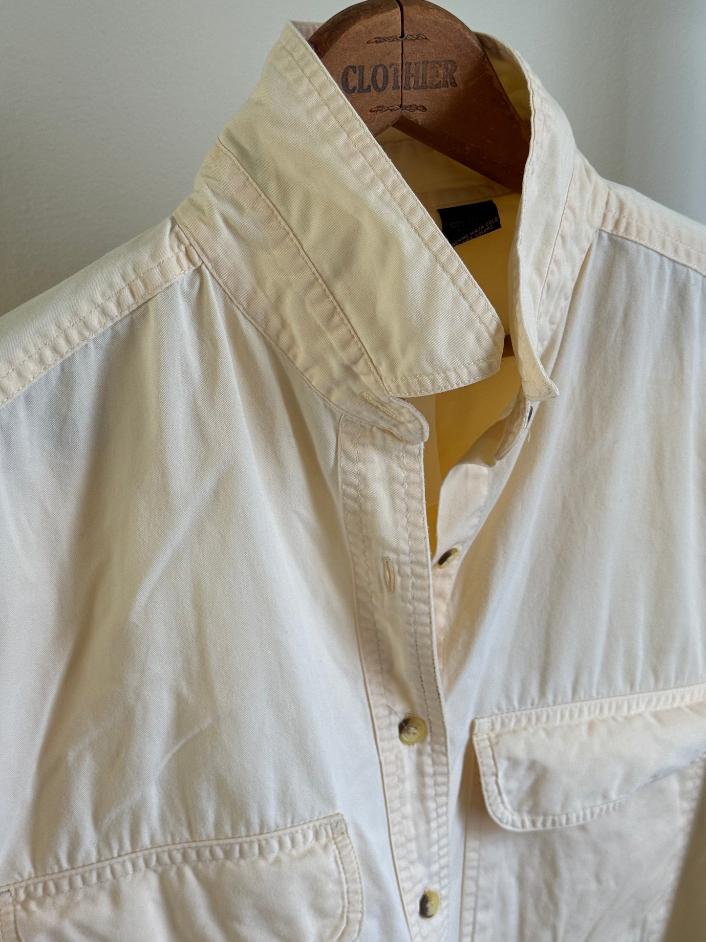 Vintage Basic Edition Patch Pocket Button Down Shirt in Butter