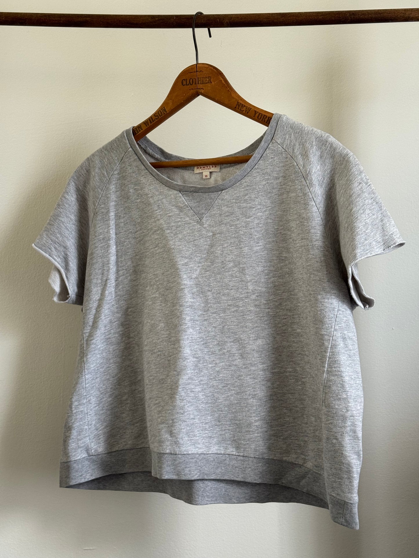 Reclaimed DemyLee Short Sleeve Cropped Sweatshirt in Grey