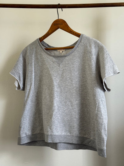 Reclaimed DemyLee Short Sleeve Cropped Sweatshirt in Grey