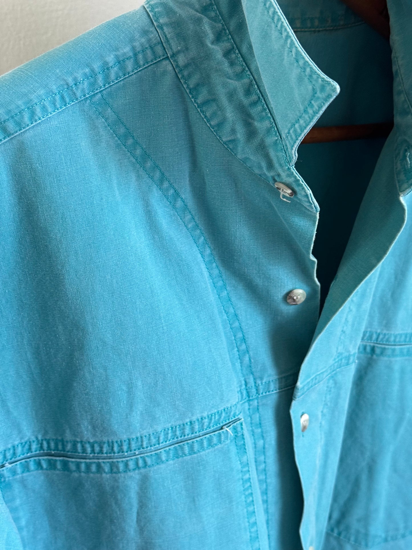 Vintage Frontier Series Western Button Down Shirt in Teal