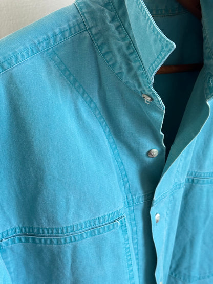 Vintage Frontier Series Western Button Down Shirt in Teal