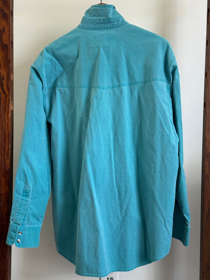 Vintage Frontier Series Western Button Down Shirt in Teal
