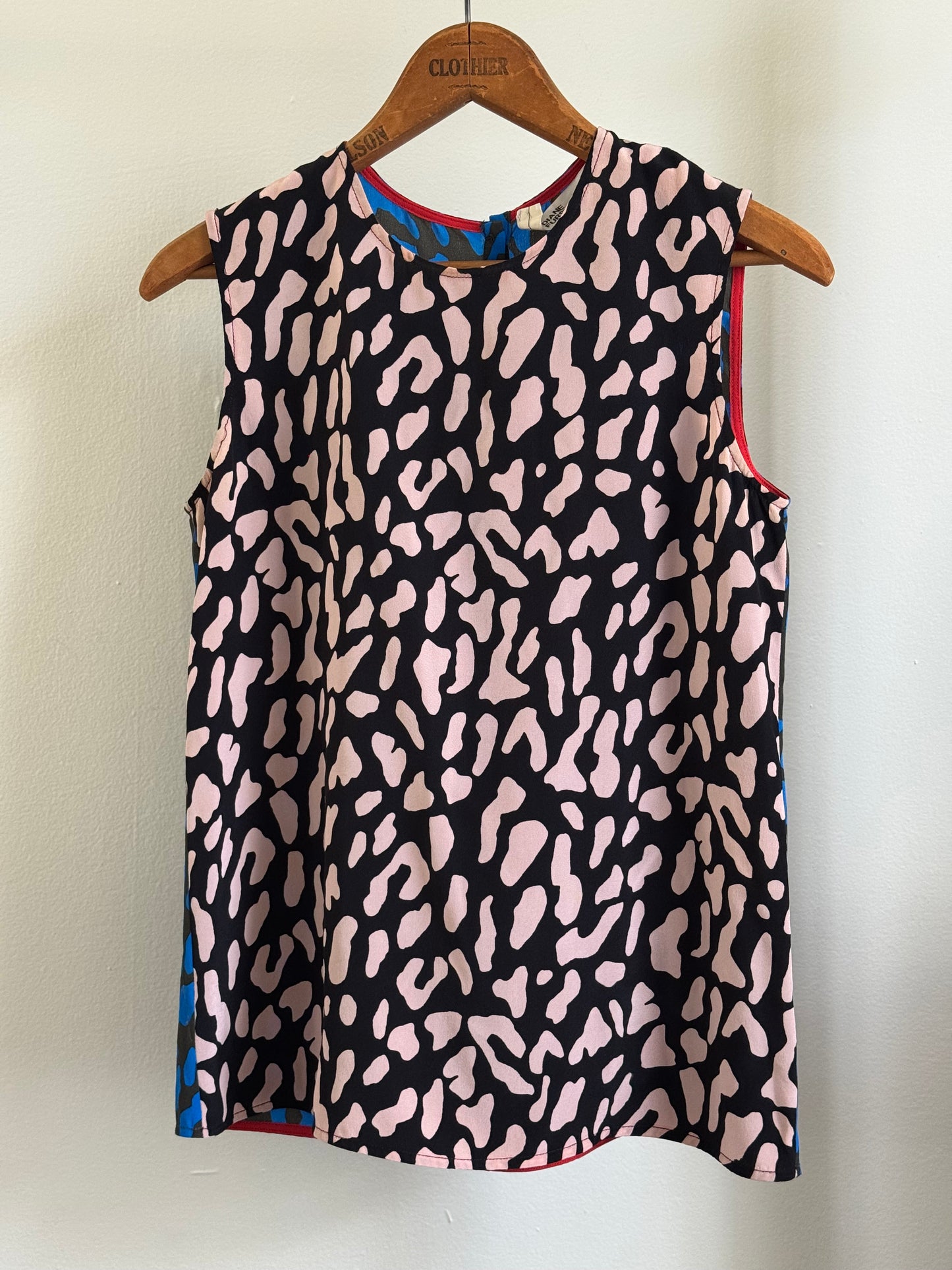 Reclaimed Diane Von Furstenberg Silk Animal Print Tank
