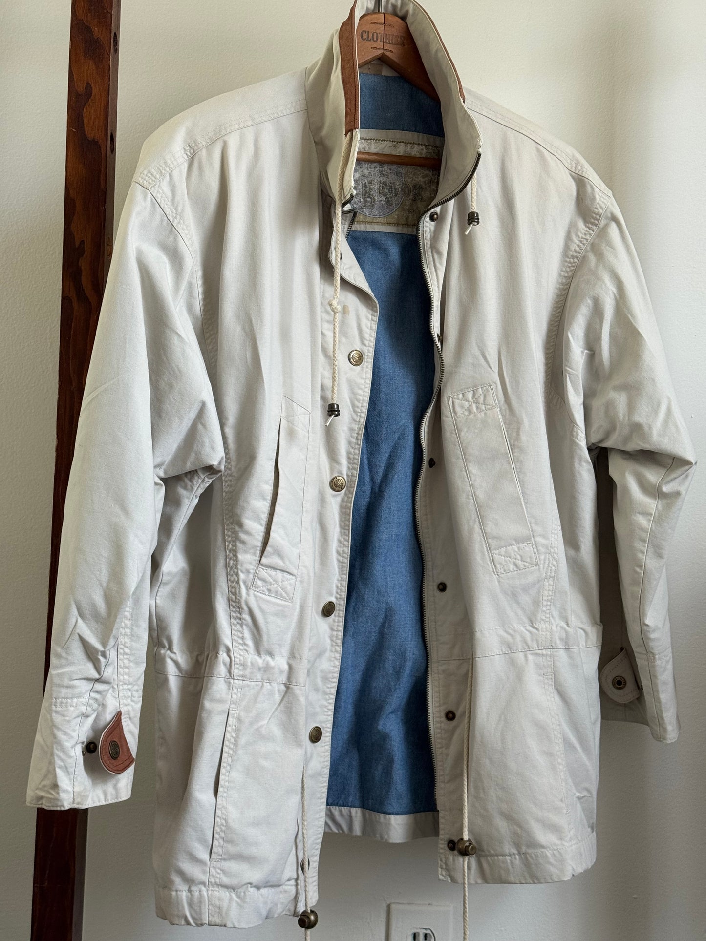 Vintage J.L. Cole Brook Drawstring Jacket with Leather Trim in Sand