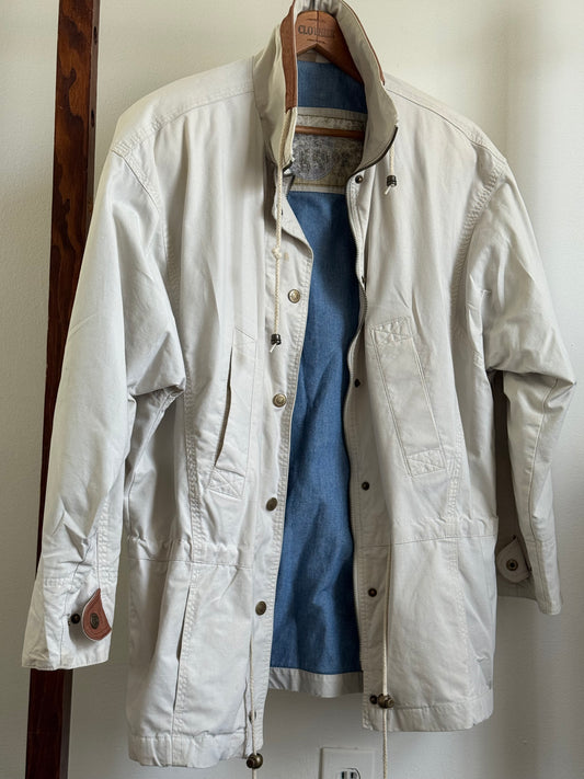 Vintage J.L. Cole Brook Drawstring Jacket with Leather Trim in Sand
