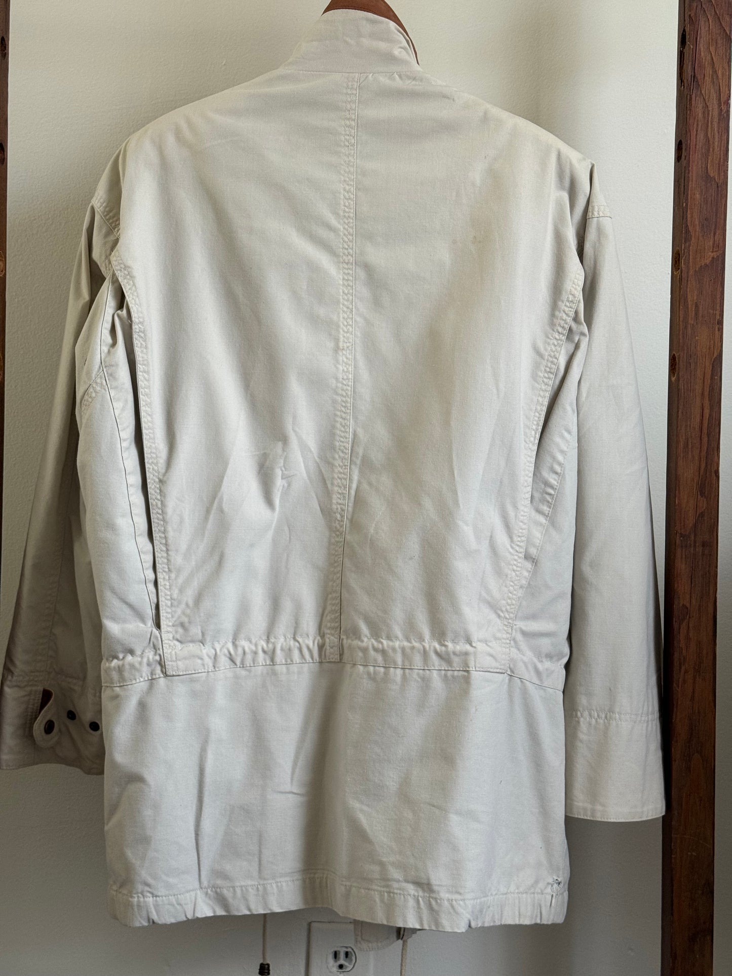 Vintage J.L. Cole Brook Drawstring Jacket with Leather Trim in Sand
