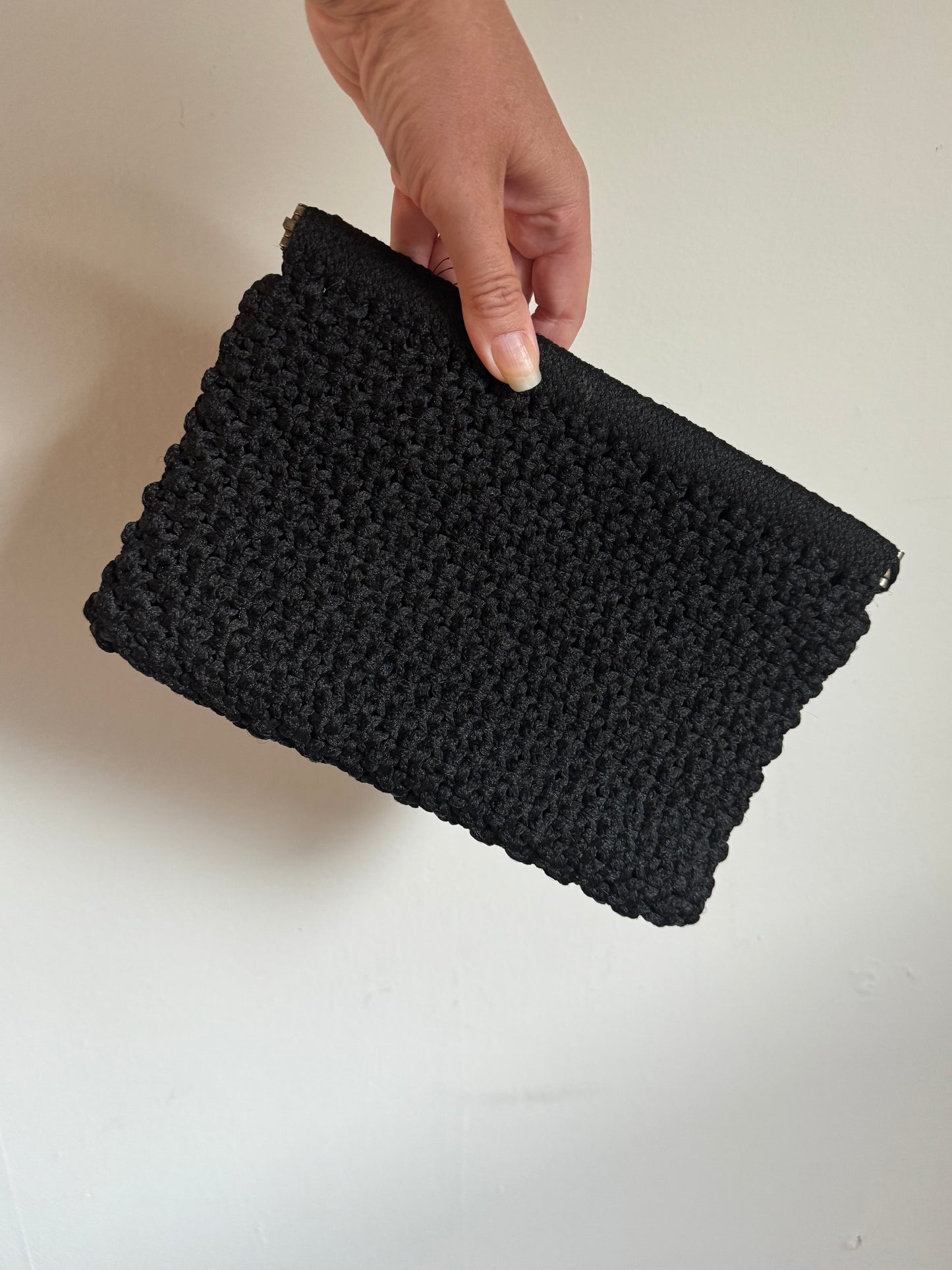 Vintage Crochet Clutch in Black