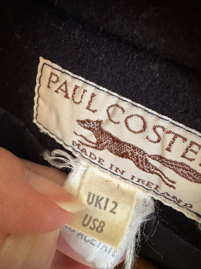 Paul Costello Cropped Wool Jacket in Navy