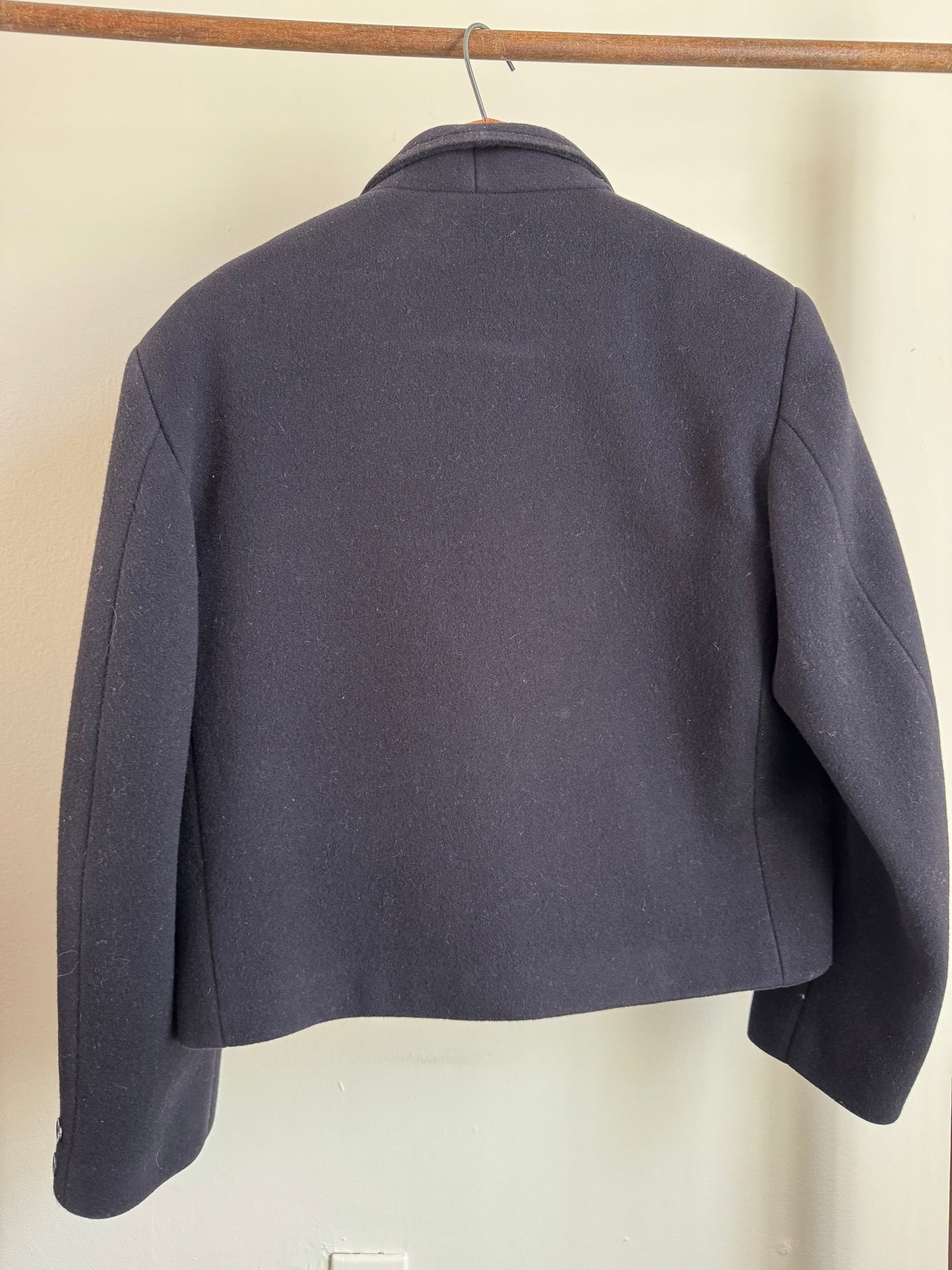 Paul Costello Cropped Wool Jacket in Navy