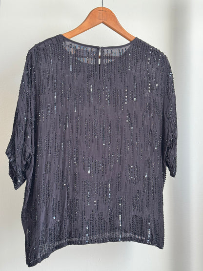 Reclaimed Velvet Sequin Viscose Top in Black