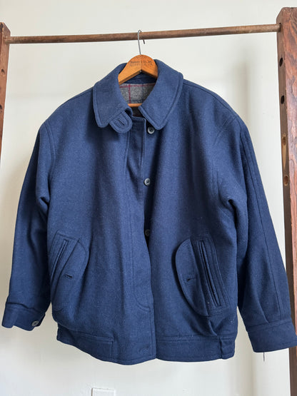 Vintage Wool Bomber Jacket in Navy