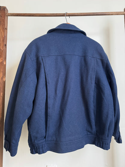 Vintage Wool Bomber Jacket in Navy