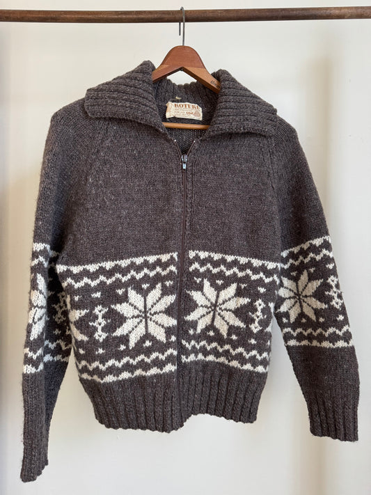 Vintage Kotuku Hand Knit Sweater in Mushroom