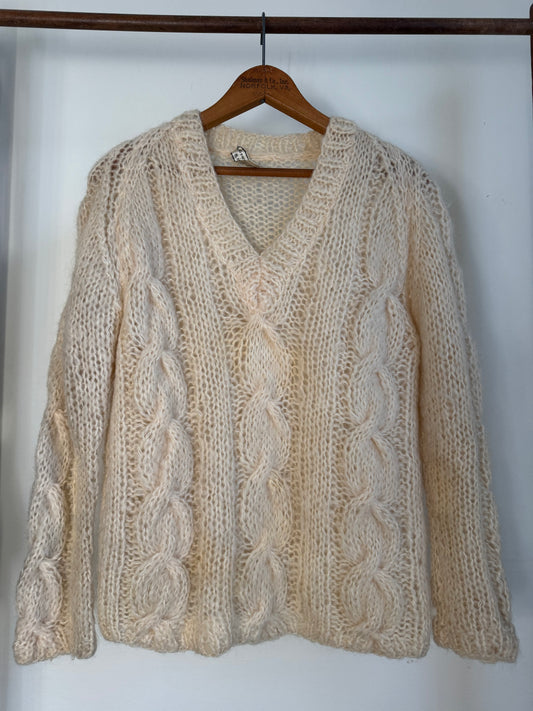Vintage Italian Hand Knit Sweater in Cream