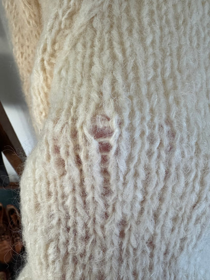 Vintage Italian Hand Knit Sweater in Cream