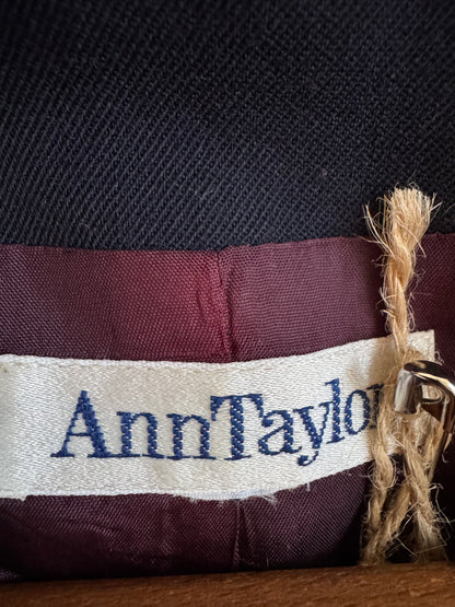 Vintage Ann Taylor Wool Peplum Jacket in Navy
