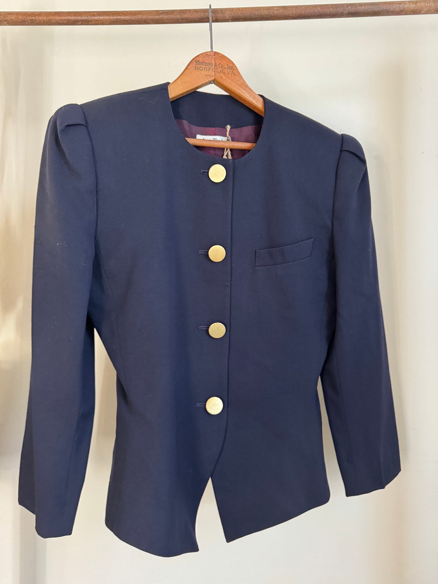 Vintage Ann Taylor Wool Peplum Jacket in Navy