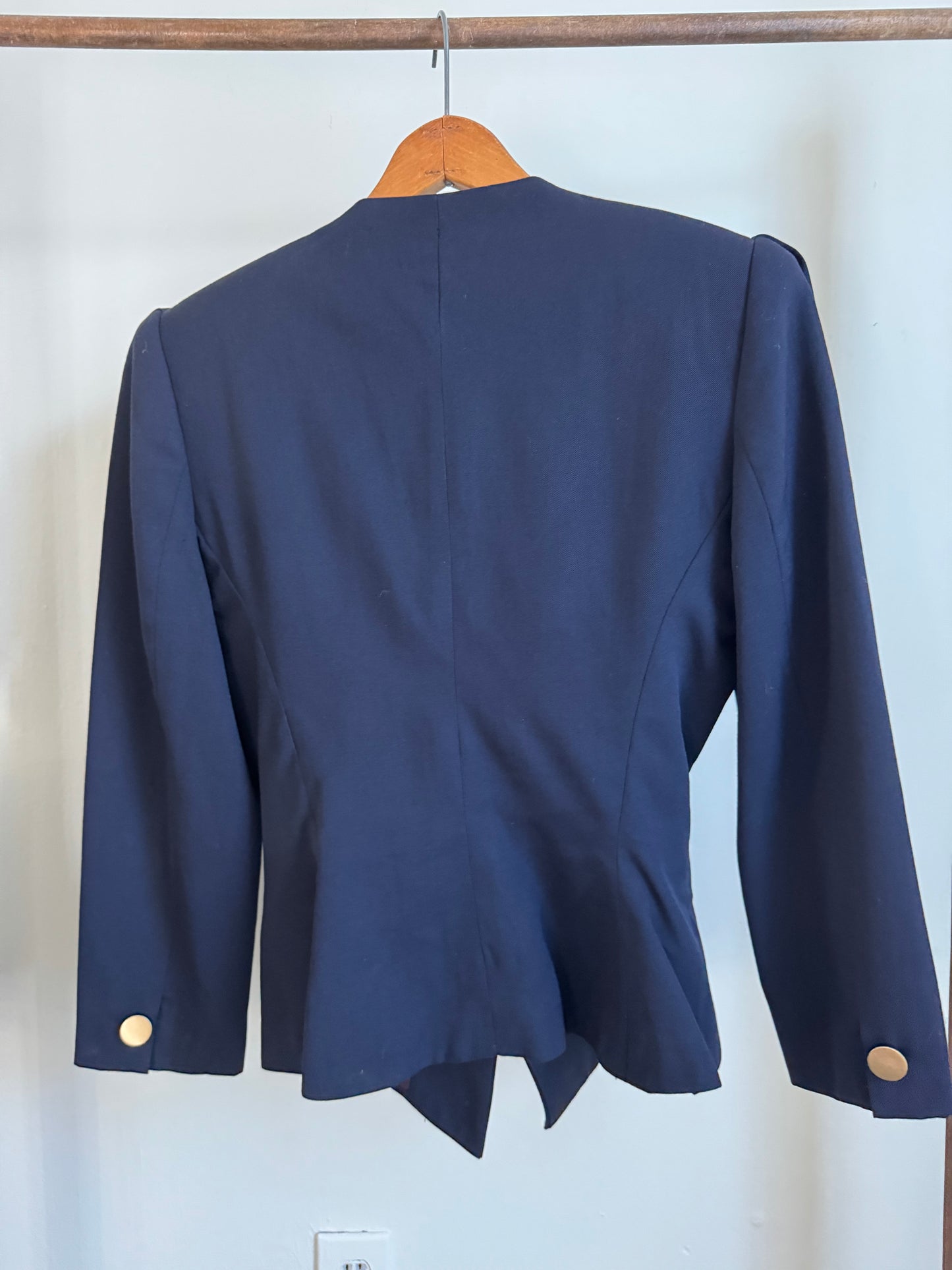 Vintage Ann Taylor Wool Peplum Jacket in Navy