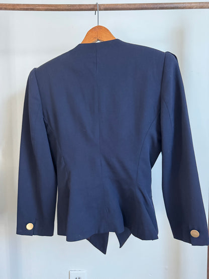 Vintage Ann Taylor Wool Peplum Jacket in Navy