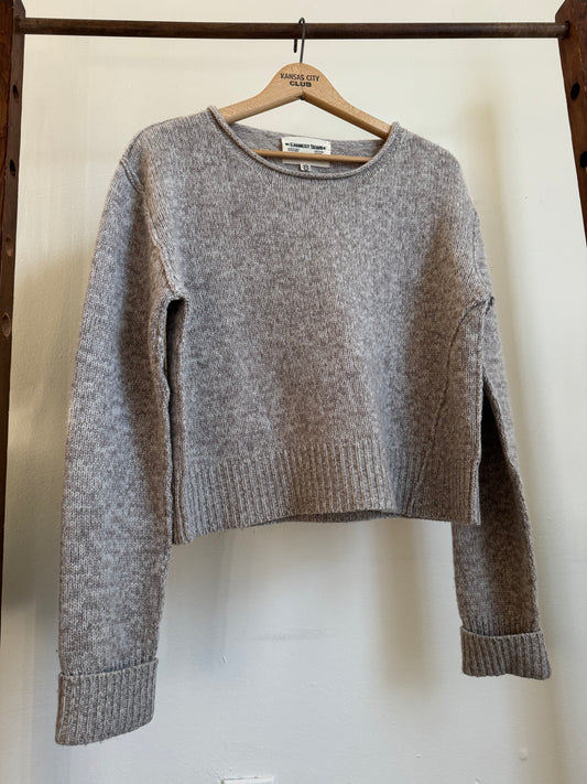 Earnest Sewn Cropped Wool/Cashmere Sweater in Oat