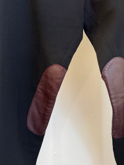 Etienne Aigner Wool/Leather Riding Pants in Black/Burgundy