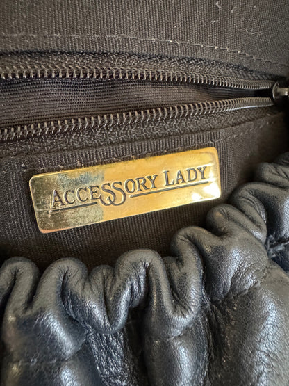 Accessory Lady Leather Gathered Bag in Navy