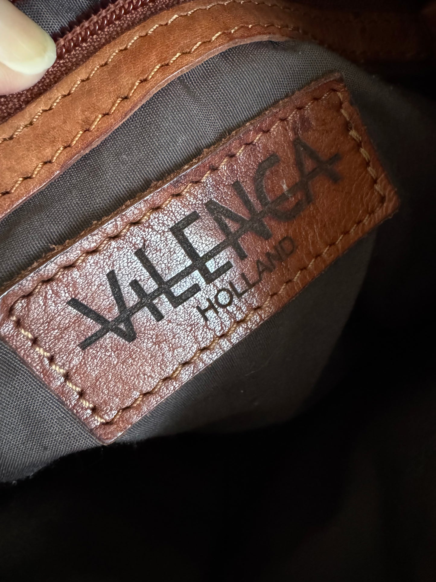 Vilenca Holland Woven Leather Bag in Cognac