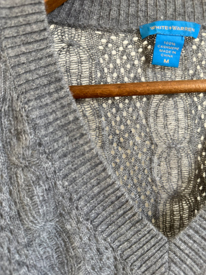 White & Warren Cashmere Sweater in Grey