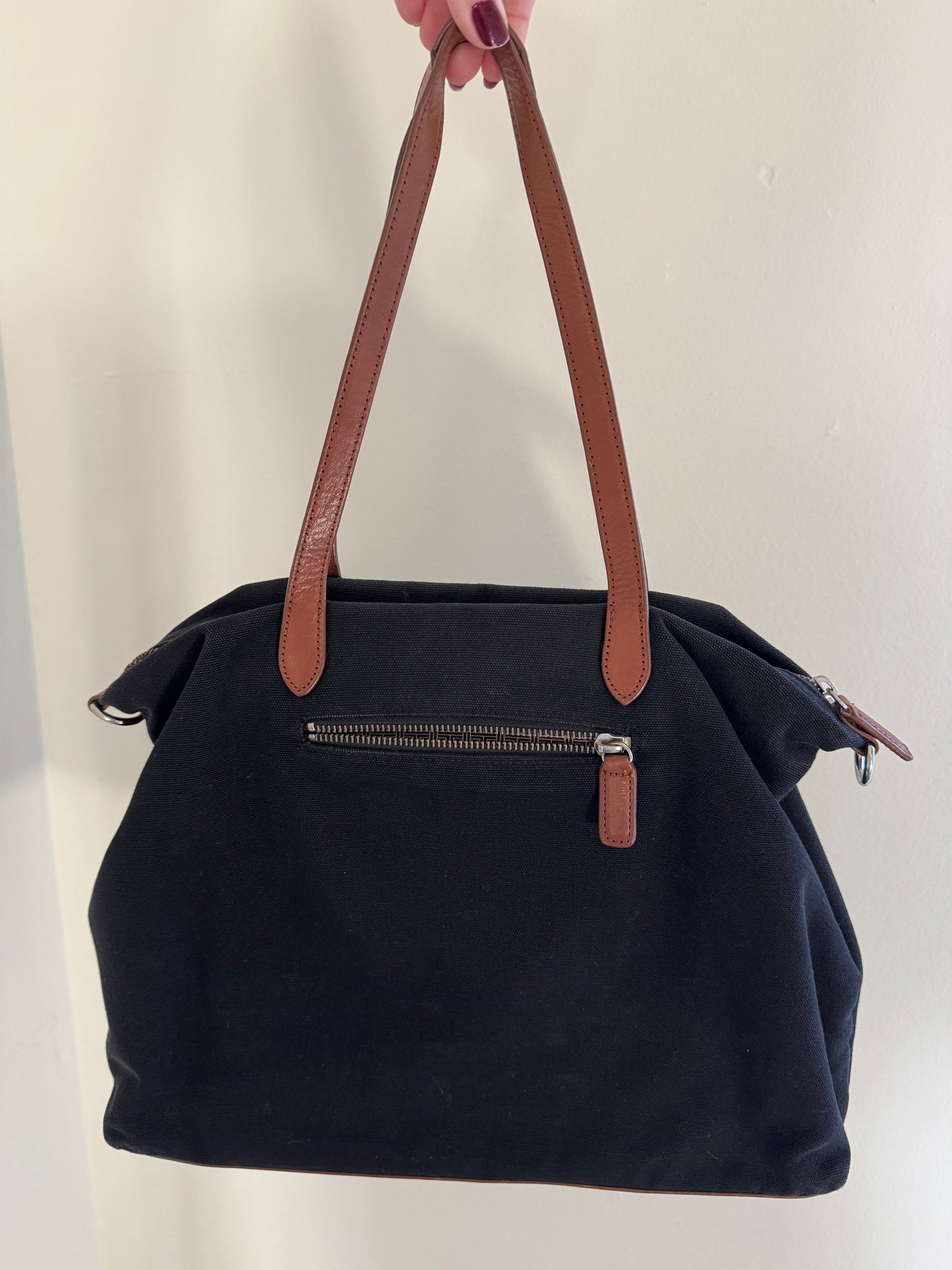 Talbots Canvas & Leather Bag in Black