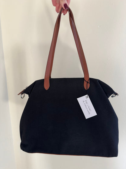 Talbots Canvas & Leather Bag in Black