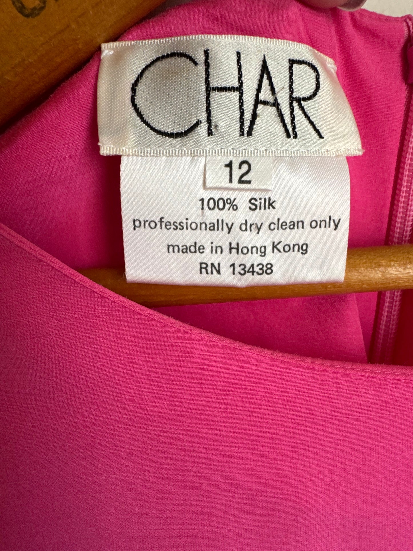 Vintage Char Silk Pleated Dress in Hot Pink