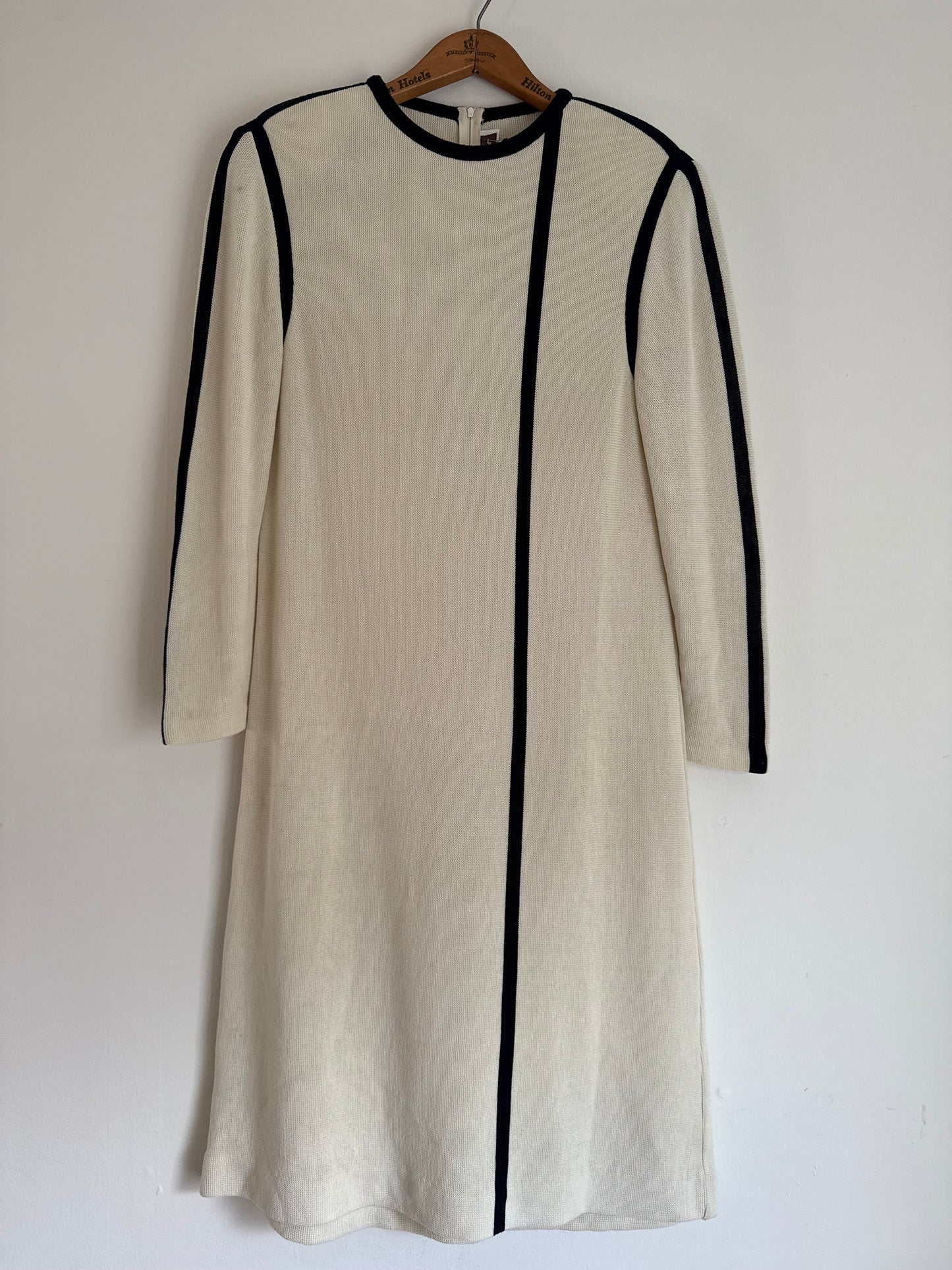 Keith Abrams Knit Long Sleeve Dress in Cream