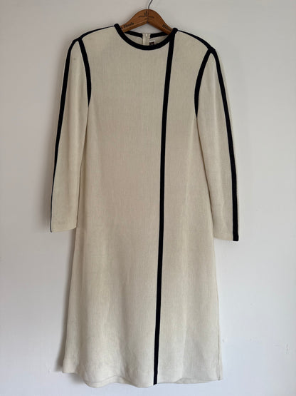 Keith Abrams Knit Long Sleeve Dress in Cream
