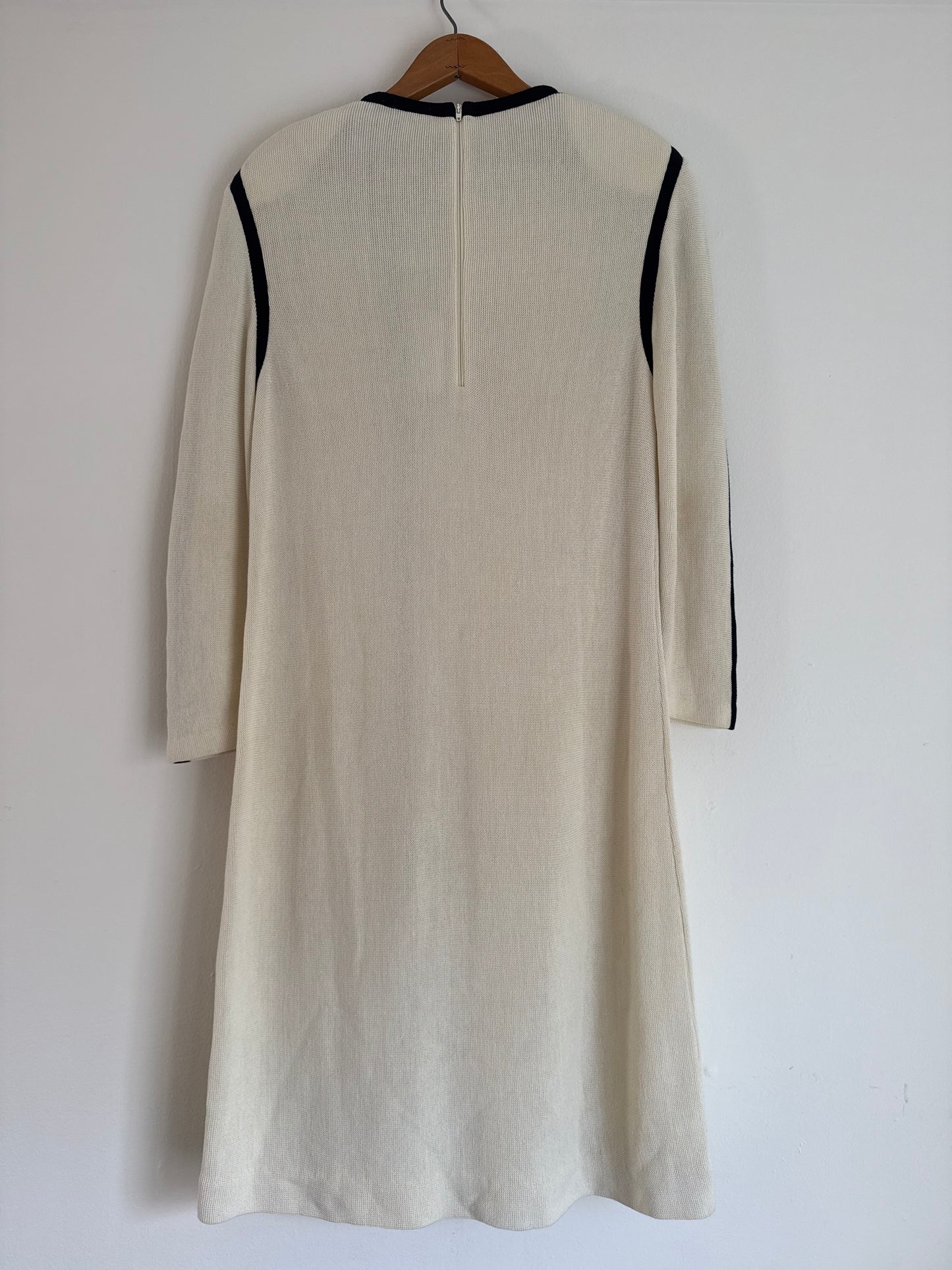 Keith Abrams Knit Long Sleeve Dress in Cream